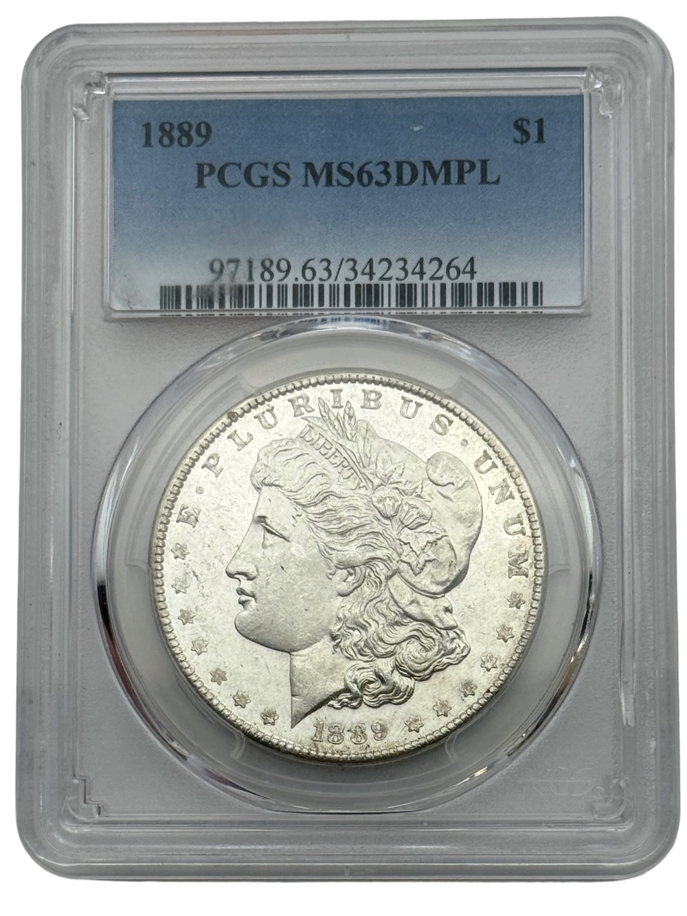 1889 Morgan Silver Dollar, PCGS MS63 DMPL, Deep Mirror Prooflike